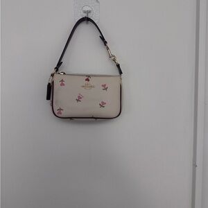 Coach Cream and Pink Clutch with Floral Accents